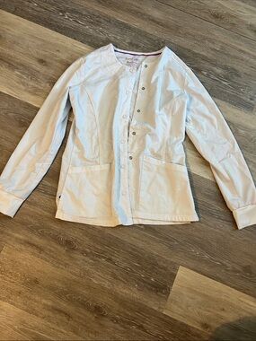 Purple label White Snap-Front Medical Scrub Jacket